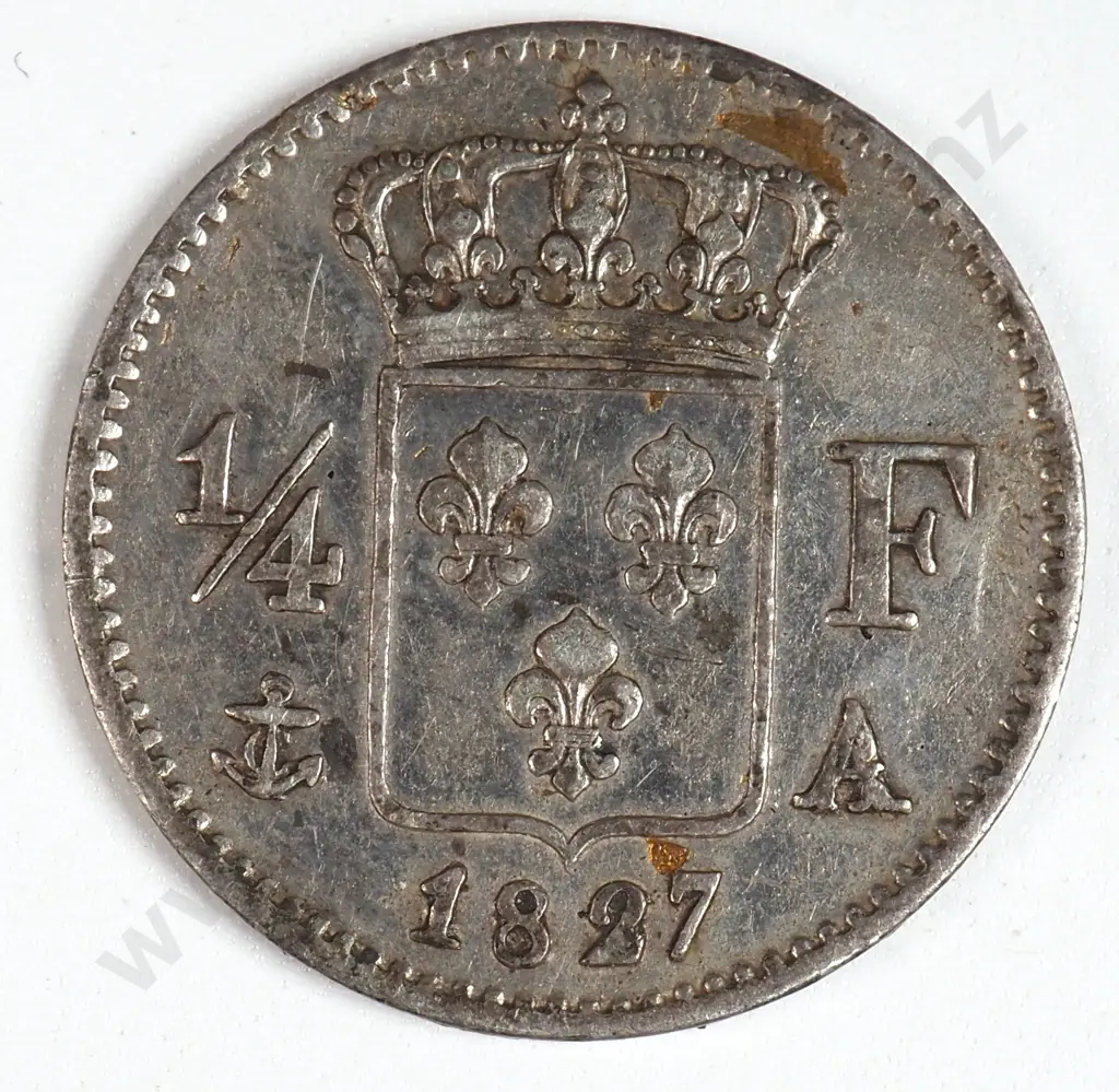 France 1827 'A' Quarter Franc, Extremely Fine Image 1++