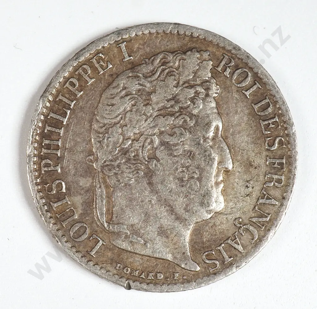 France 1835 'W' Half Franc, Very Fine Image 1++
