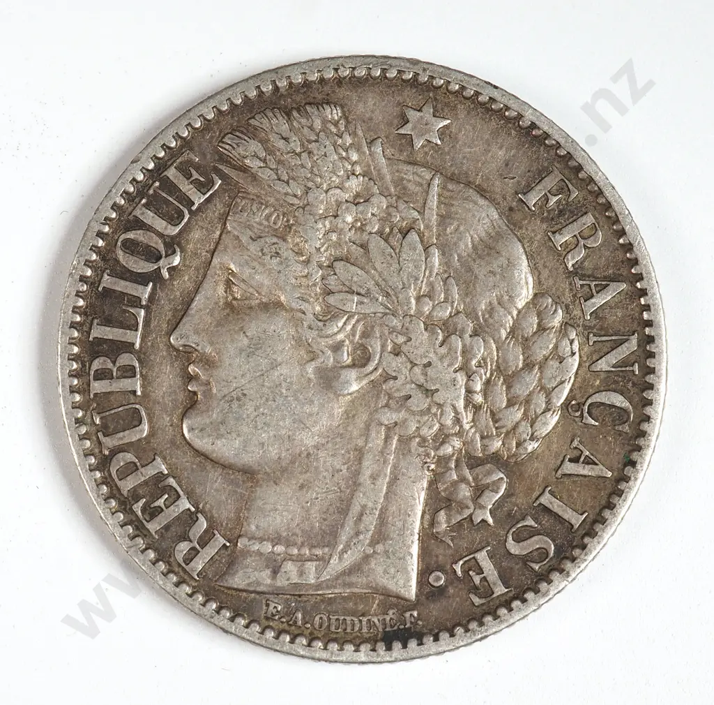 France 1871 'A' Two Francs, Extremely Fine Image 1++