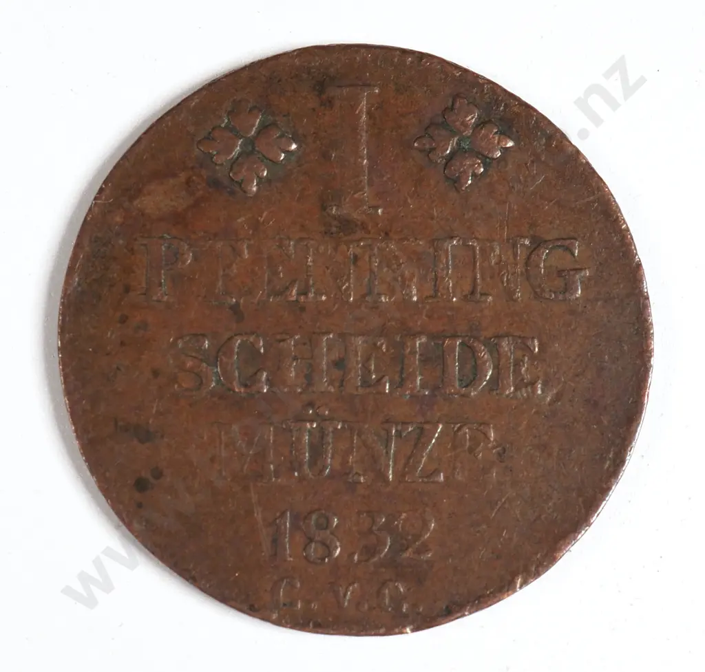 Germany Brunswick-wolfenbuttel 1832 One Pfennig, Very Fine Image 1++