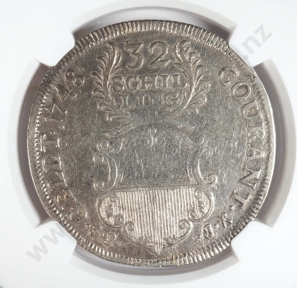 Germany Lubeck 1748 Jjj Thirty Two Schillings, Ngc Graded And Slabbed As Xf Details – Cleaned Image 1++