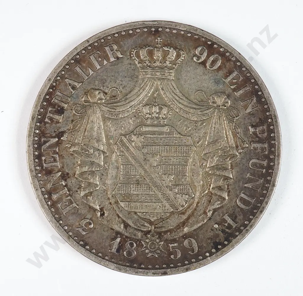 Germany Saxony-albertine 1859 'F' One Third Thaler, Very Fine Image 1++