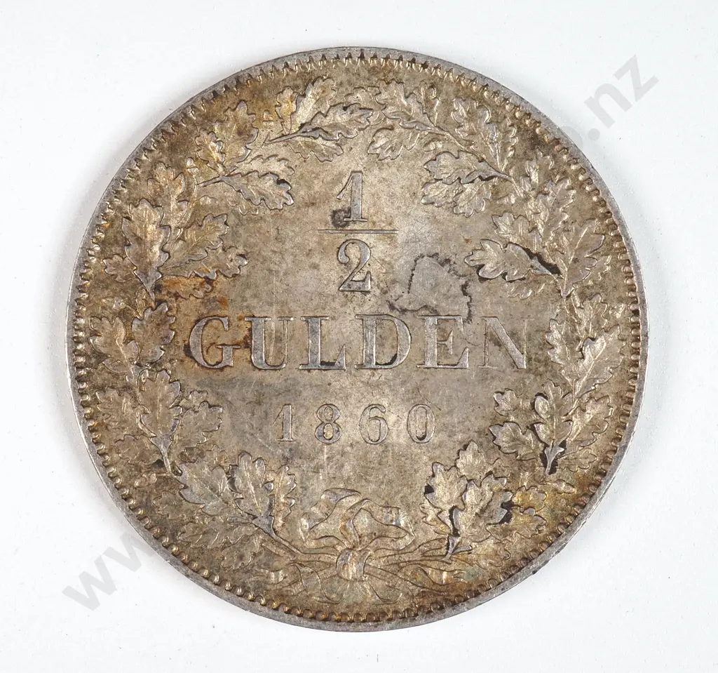 Germany Wurttemburg 1860 Half Gulden, Extremely Fine Image 1++
