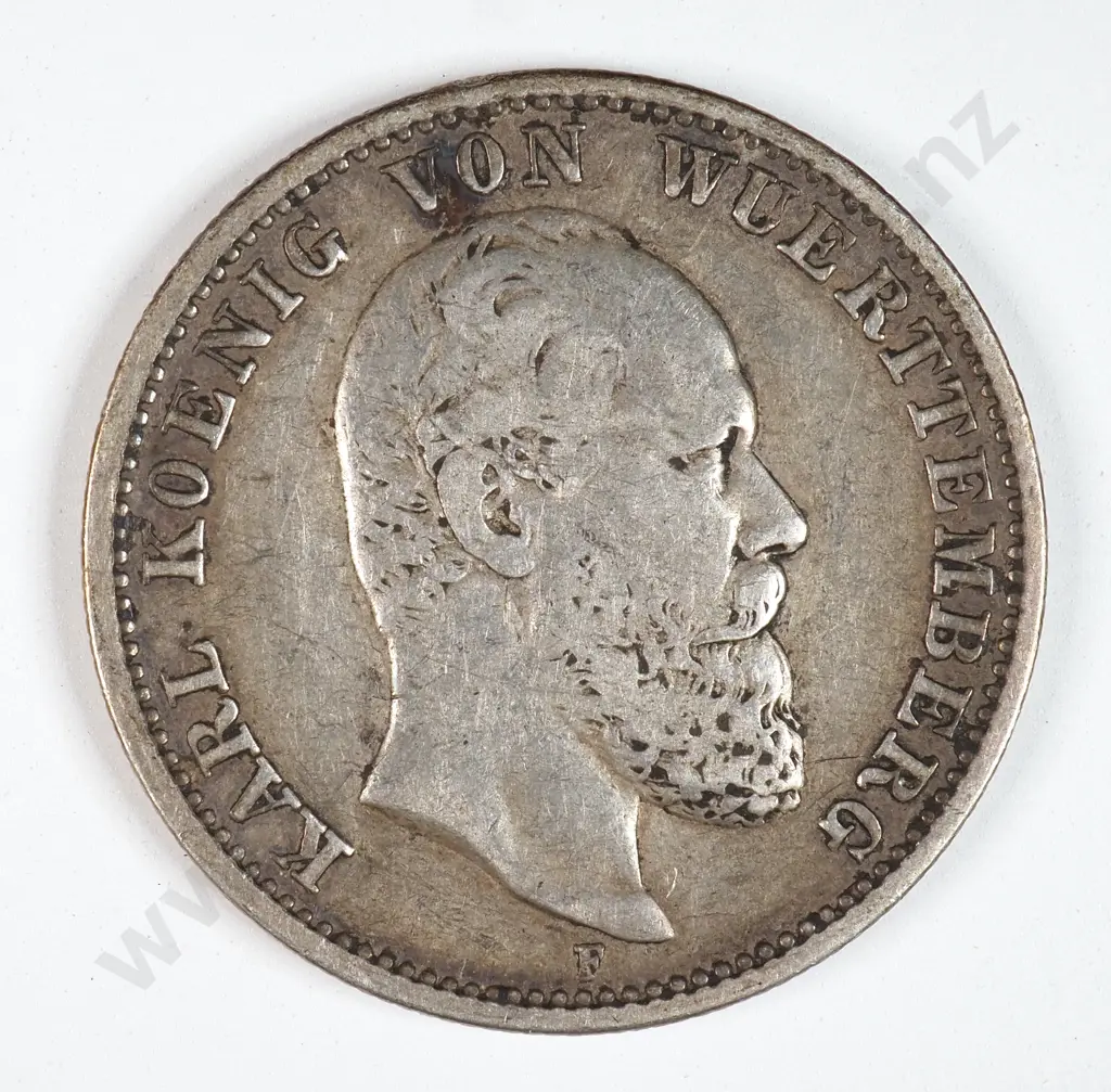 Germany Wurttemburg 1876 'F' Two Mark, Very Fine Image 1++