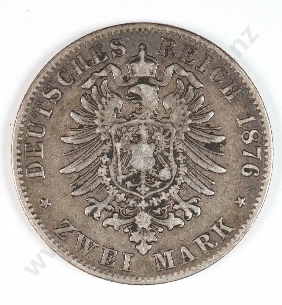 Germany Wurttemburg 1876 'F' Two Mark, Very Fine Image 1++