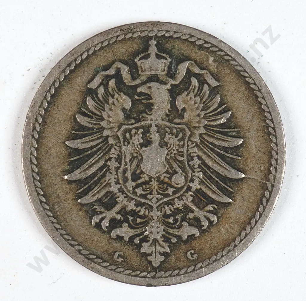 Germany 1874 'G' Five Pfennig, Very Fine Image 1++