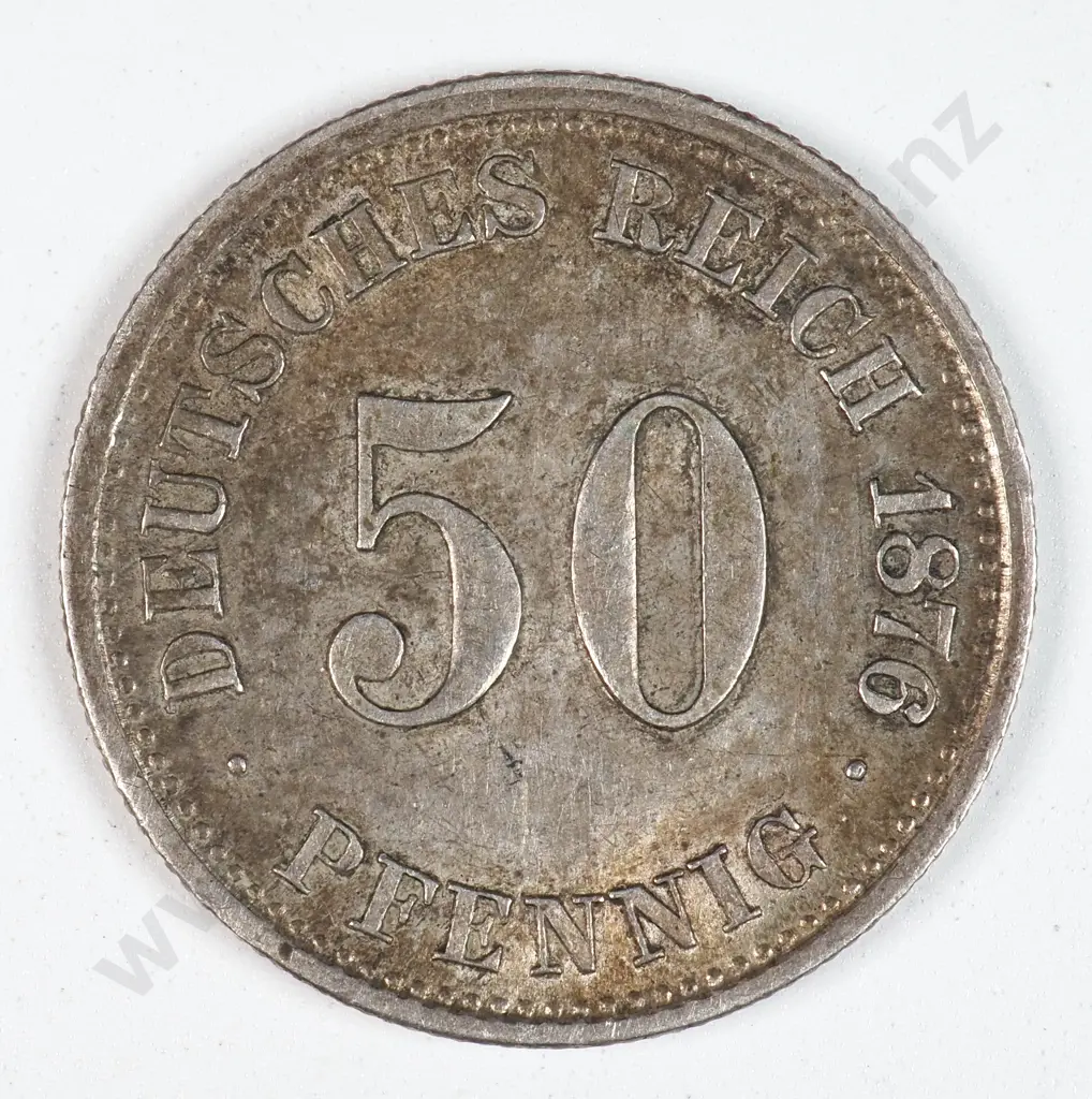 Germany 1876 'H' Fifty Pfennig, Extremely Fine Image 1++