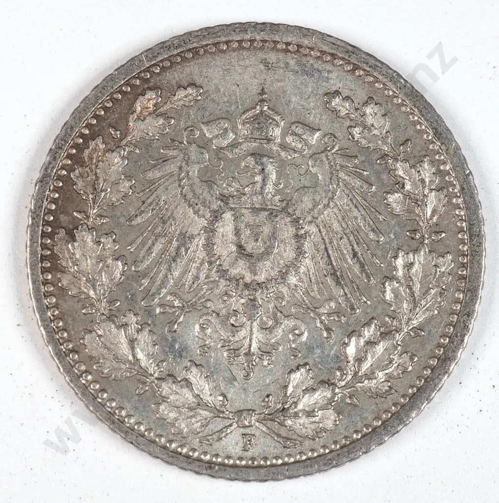 Germany 1913 'F' Half Mark, Almost Uncirculated Image 1++