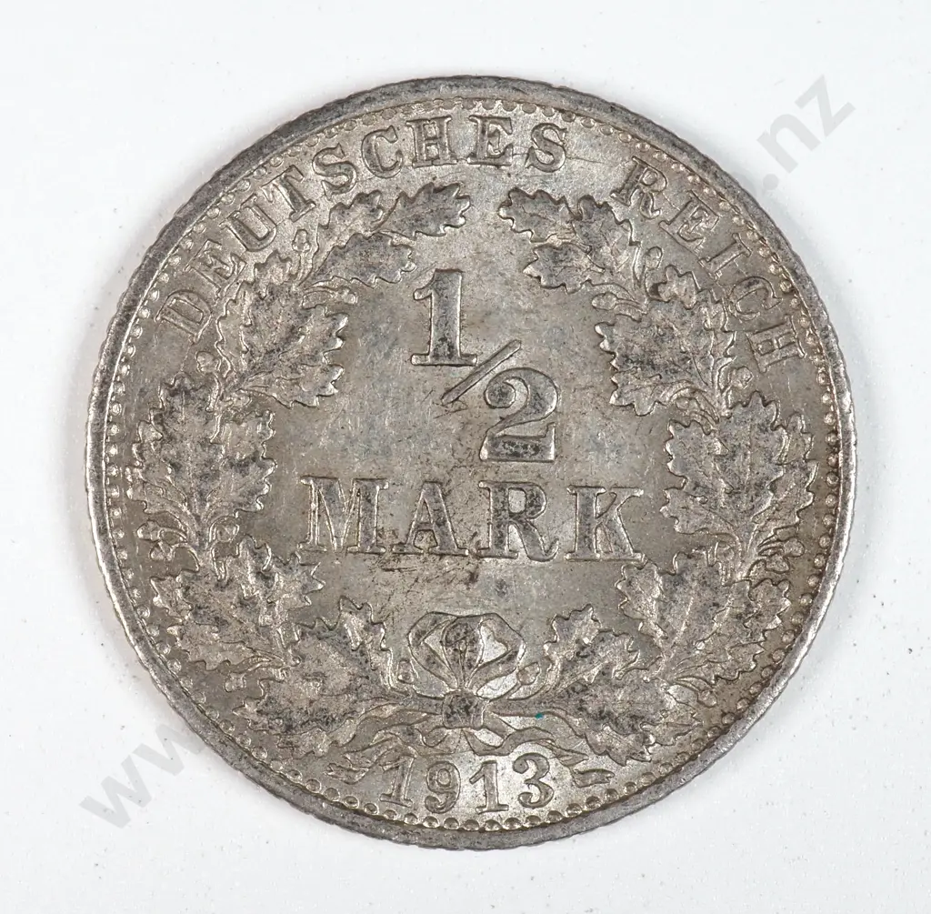 Germany 1913 'F' Half Mark, Almost Uncirculated Image 1++