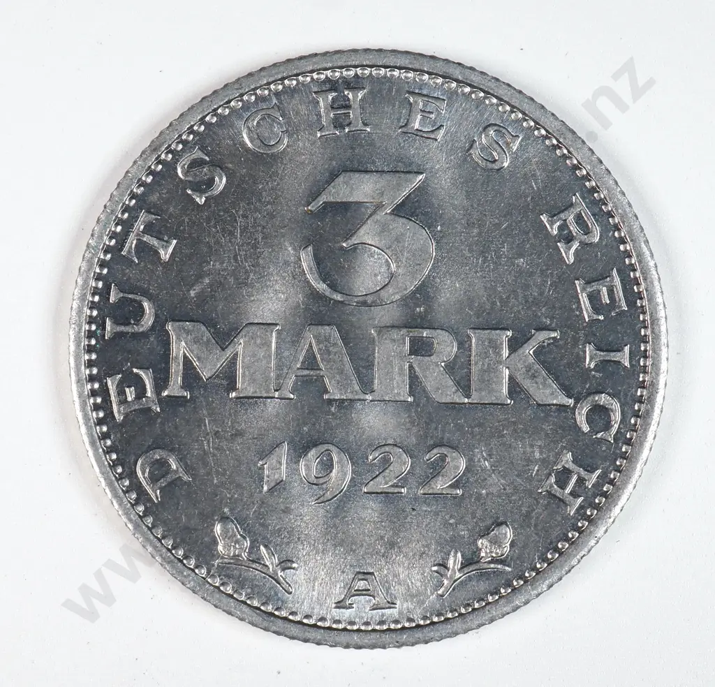 Germany 1922 'A' Three Mark, Uncirculated Image 1++