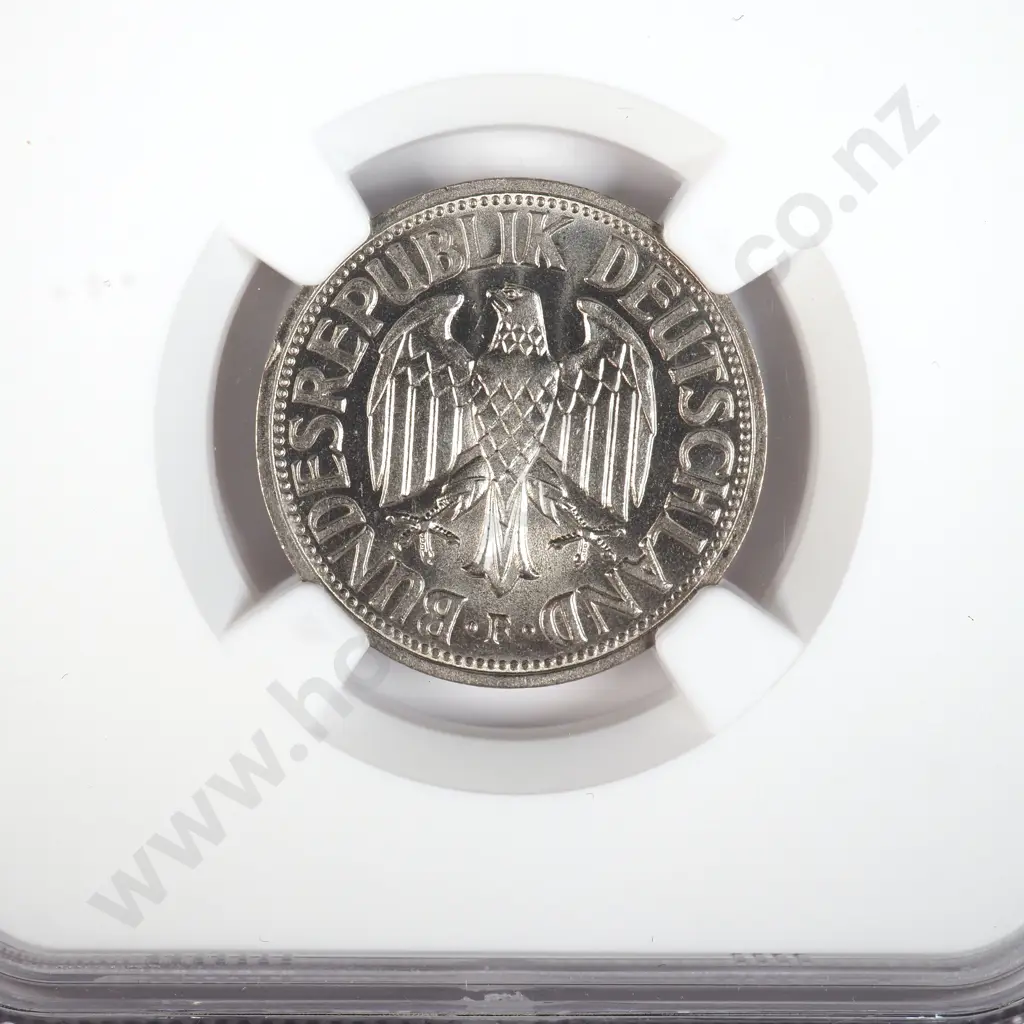 Germany 1959 'F' One Deutsche Mark, Ngc Graded And Slabbed As Ms 64 Image 1++