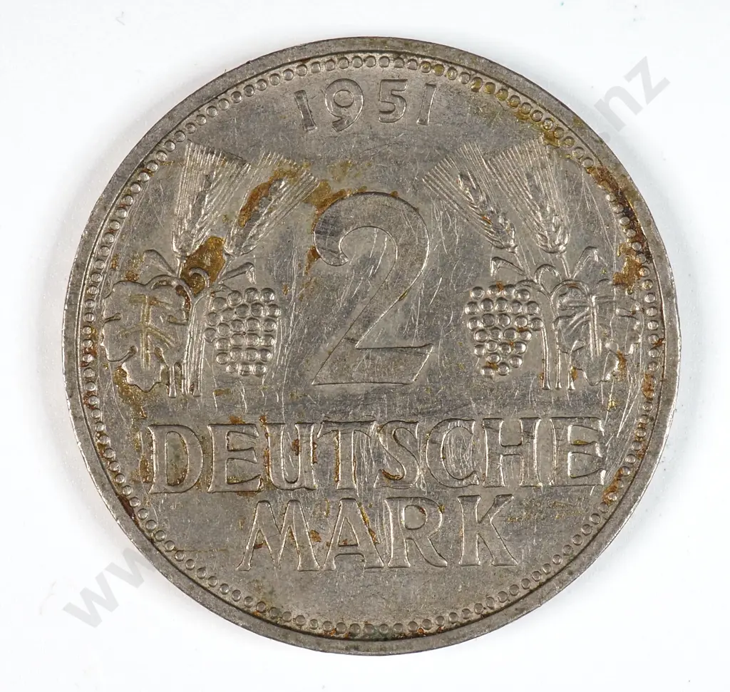 Germany 1951 'D' Two Deutsche Mark, Extremely Fine Image 1++