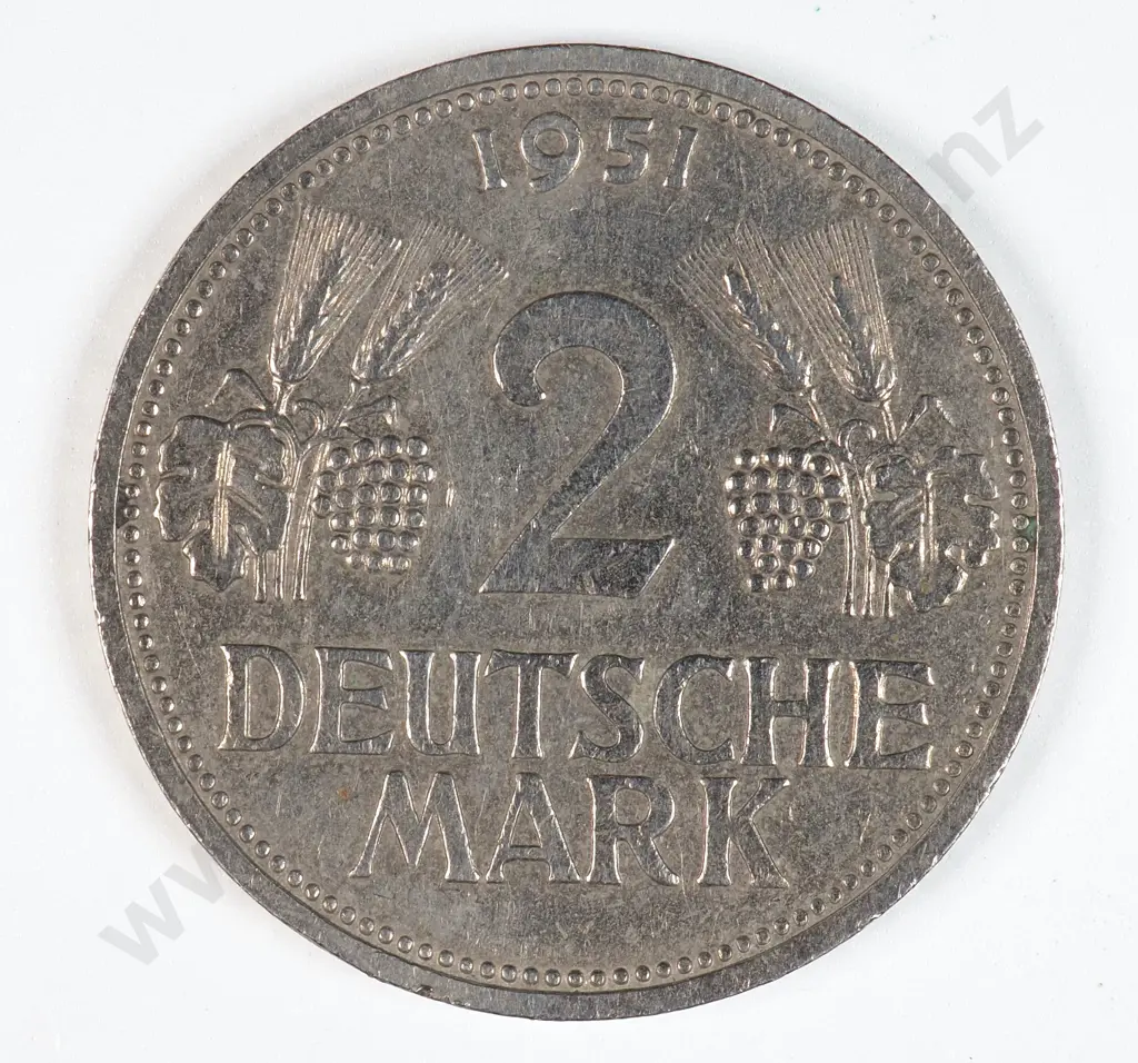 Germany 1951 'F' Two Deutsche Mark, Very Fine Image 1++