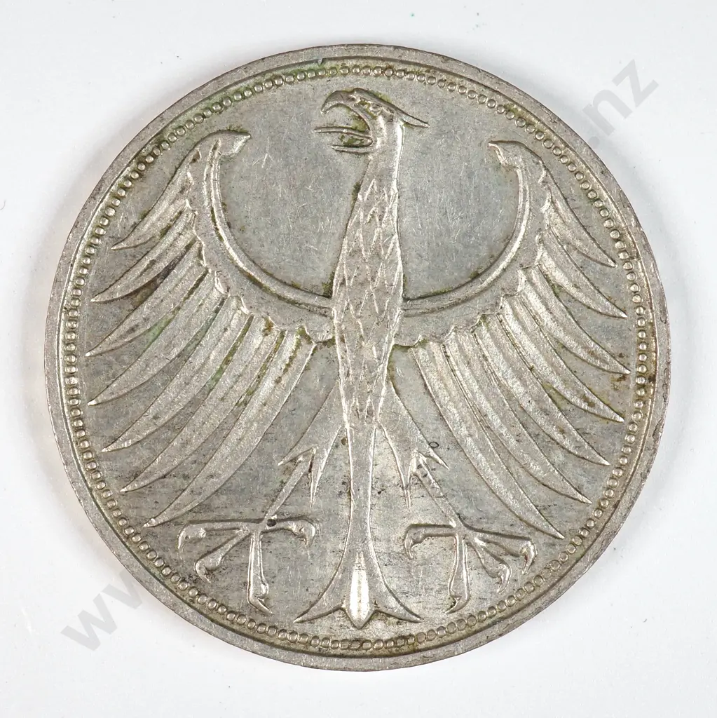 Germany 1957 'J' Five Deutsche Mark, Extremely Fine Image 1++