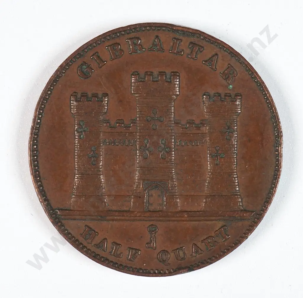 Gibraltar 1842 Half Quart, Very Fine Image 1++