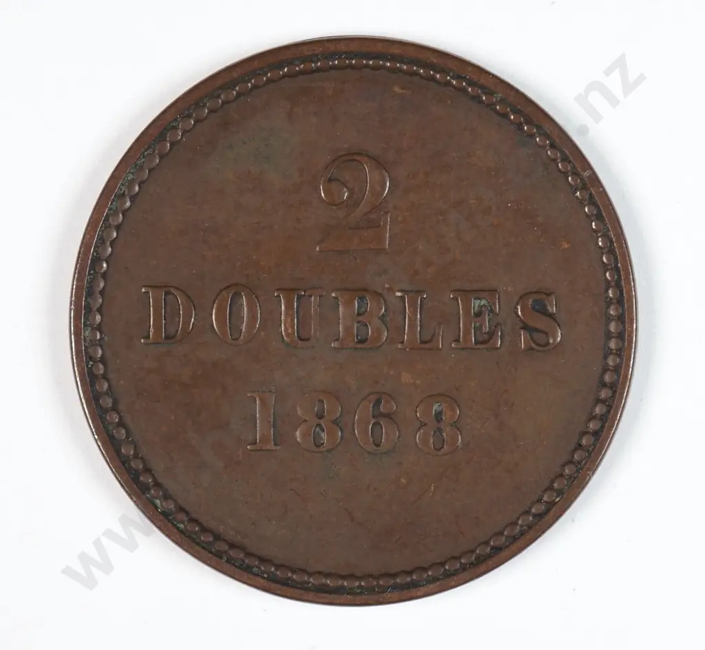 Guernsey 1868 Two Doubles, Very Fine Image 1++