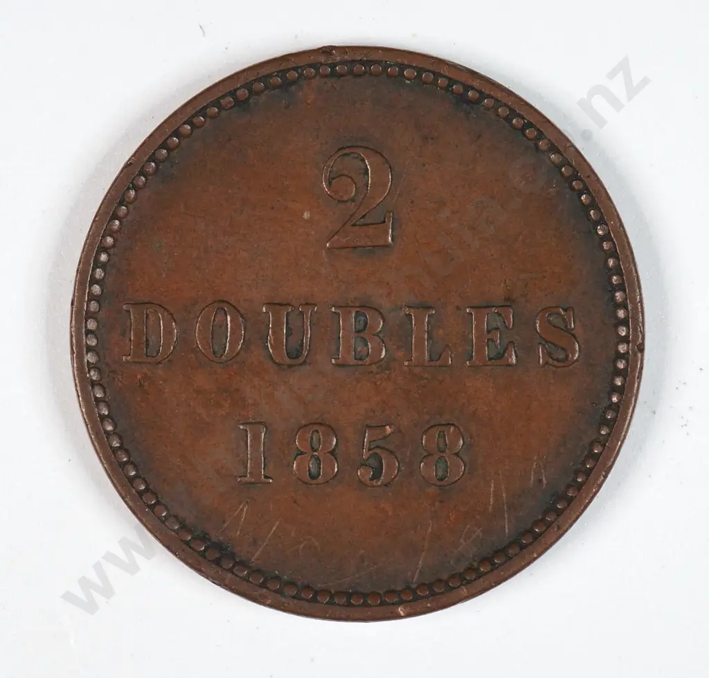 Guernsey 1858 Two Doubles, Extremely Fine Image 1++