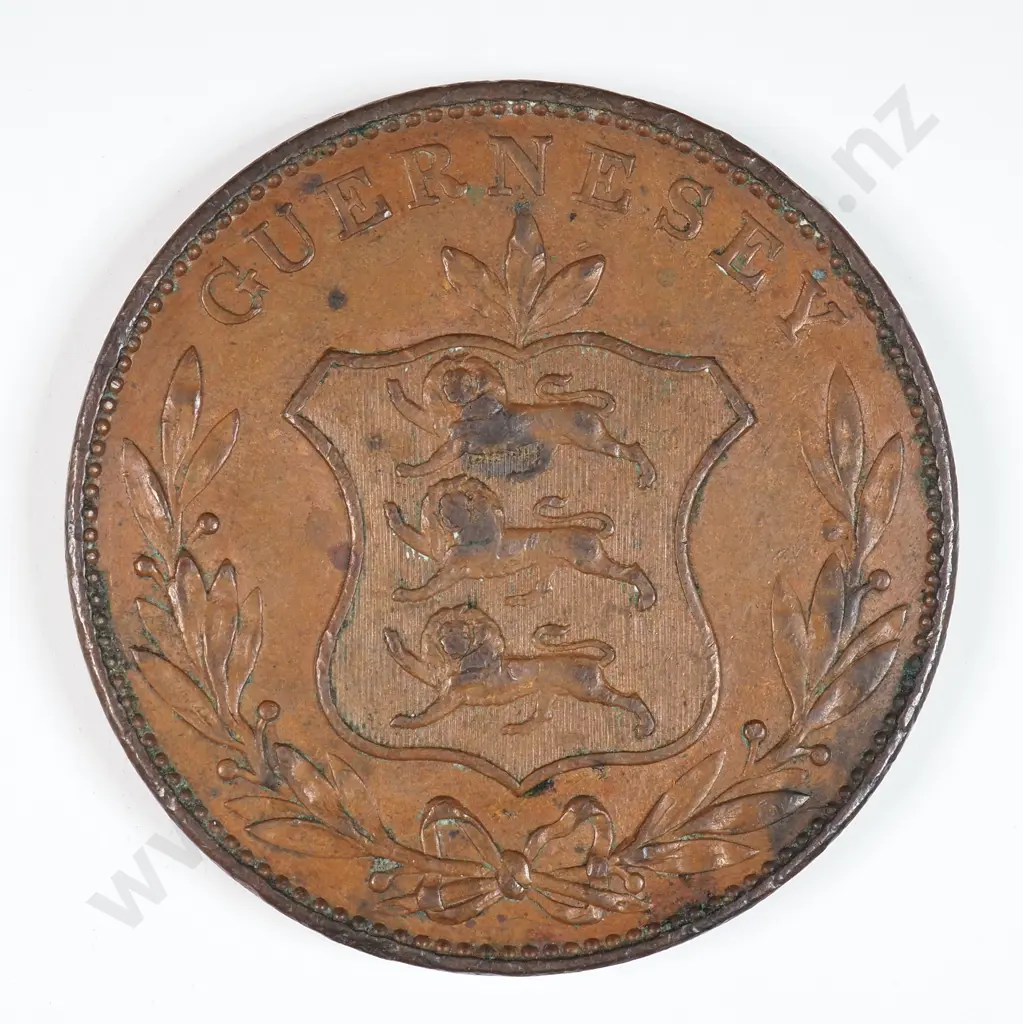 Guernsey 1834 Eight Doubles, Very Fine Image 1++