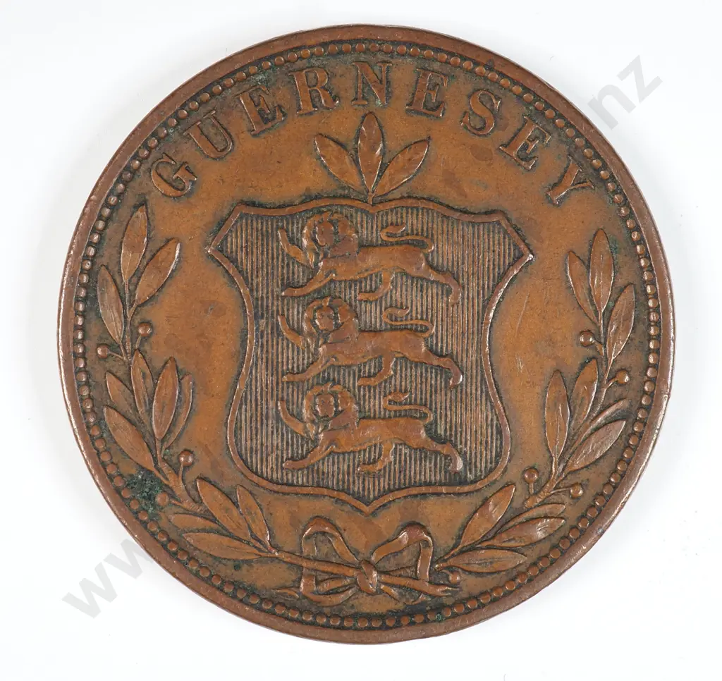 Guernsey 1858 Eight Doubles, Very Fine Image 1++