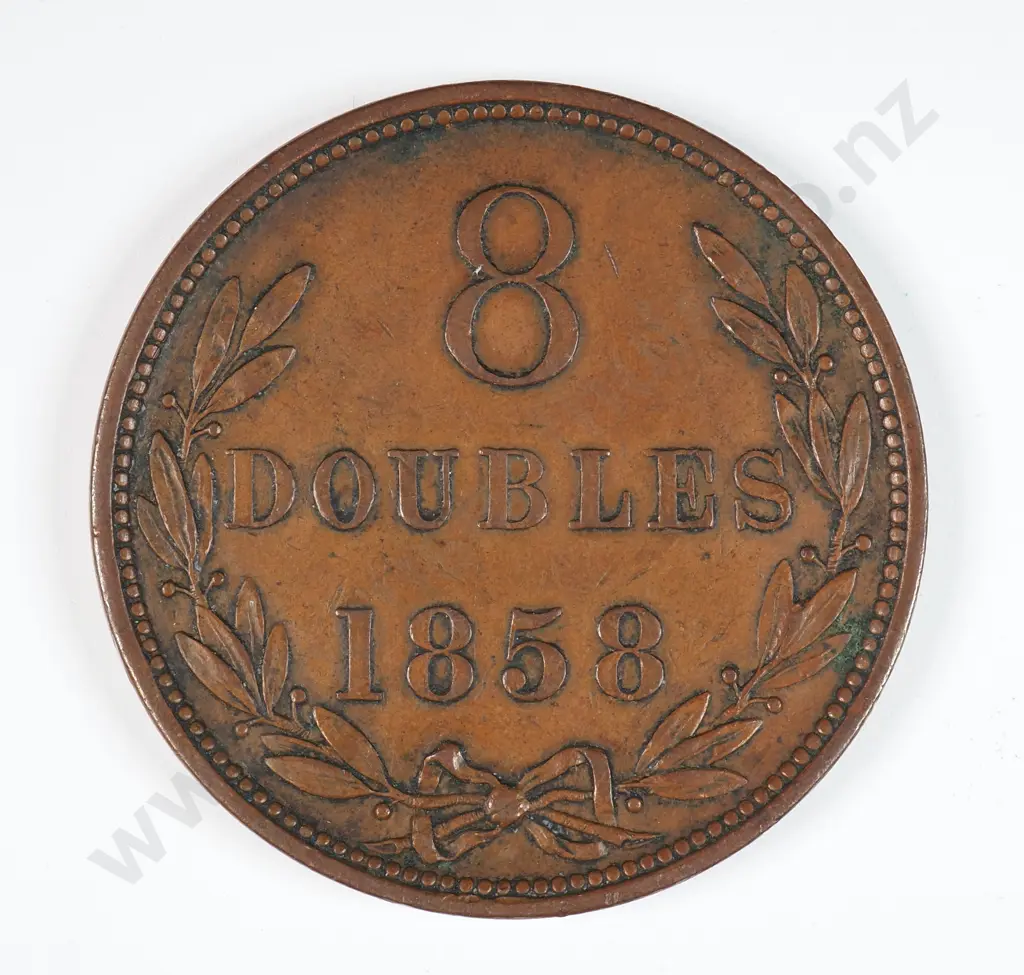 Guernsey 1858 Eight Doubles, Very Fine Image 1++