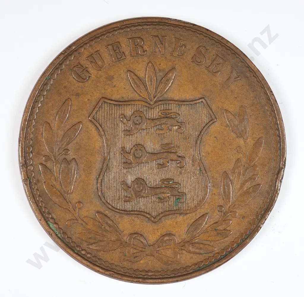 Guernsey 1864 Eight Doubles, Very Fine Image 1++