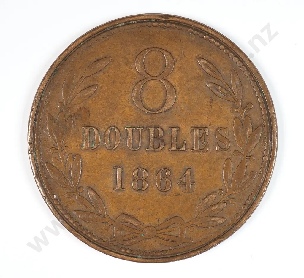 Guernsey 1864 Eight Doubles, Very Fine Image 1++