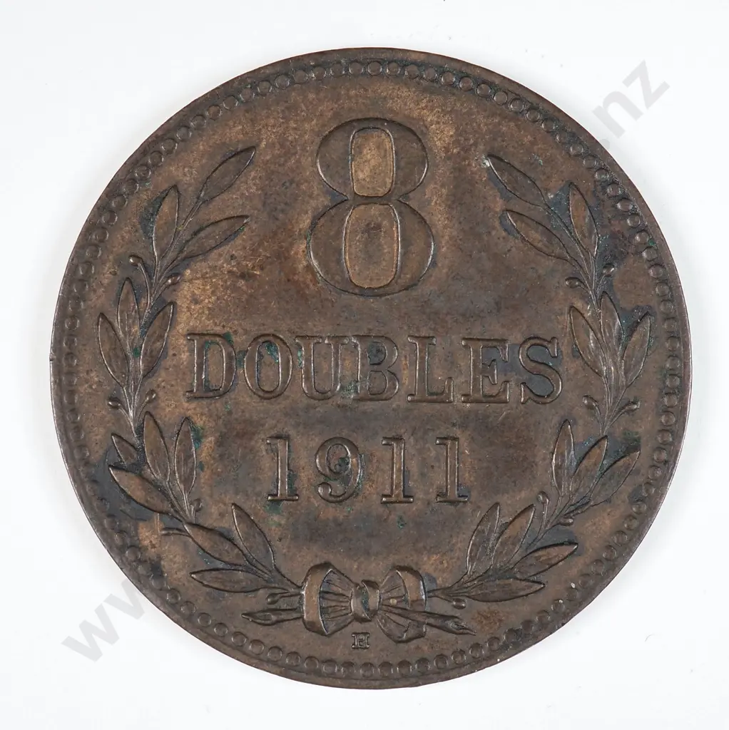 Guernsey 1911 Eight Doubles, Very Fine Image 1++