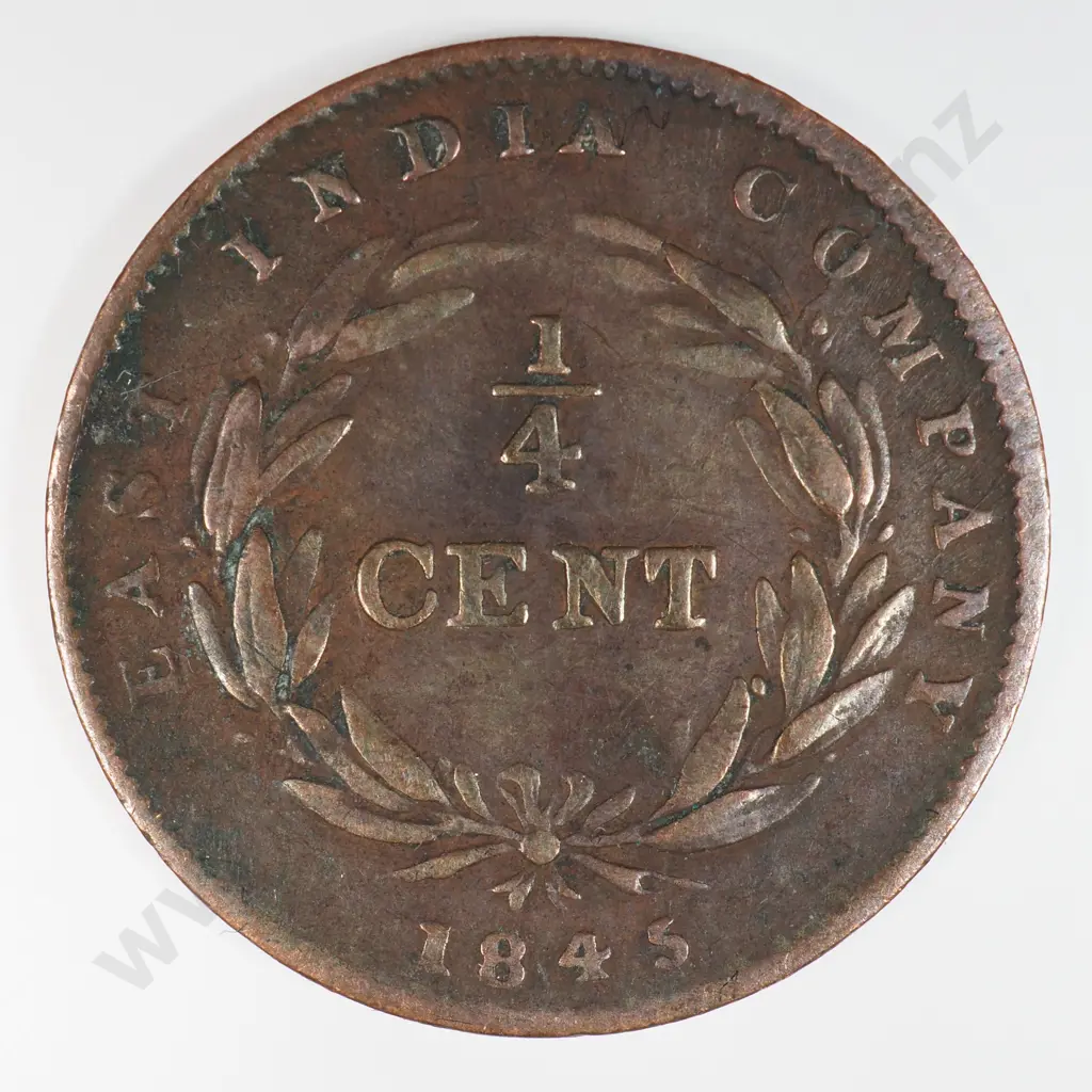 India 1845 Quarter Cent, Fine Image 1++