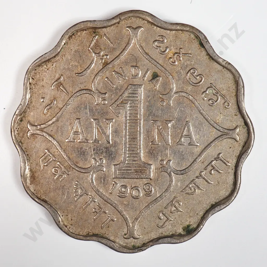 India 1909 One Anna, Very Fine Image 1++