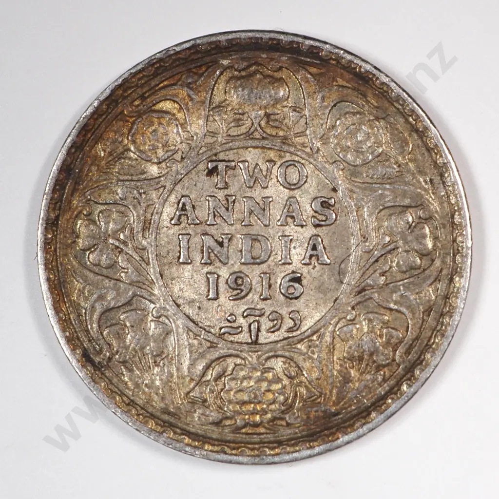 India 1917 Two Annas, Extremely Fine Image 1++