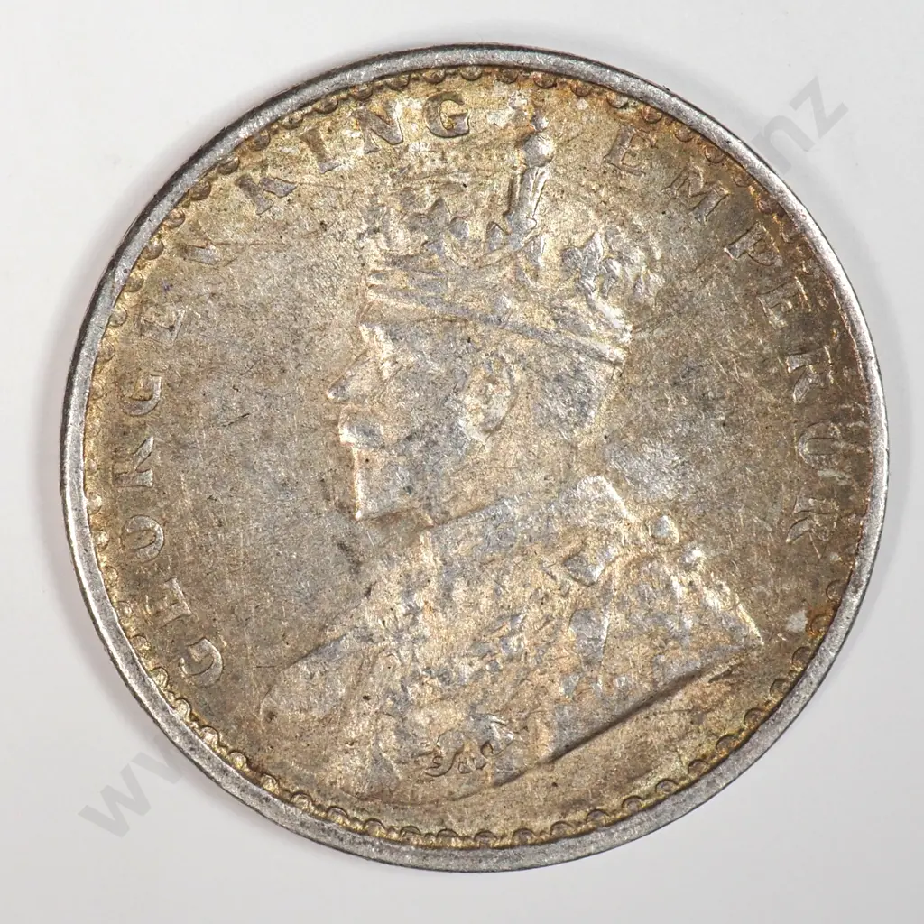 India 1917 Two Annas, Extremely Fine Image 1++