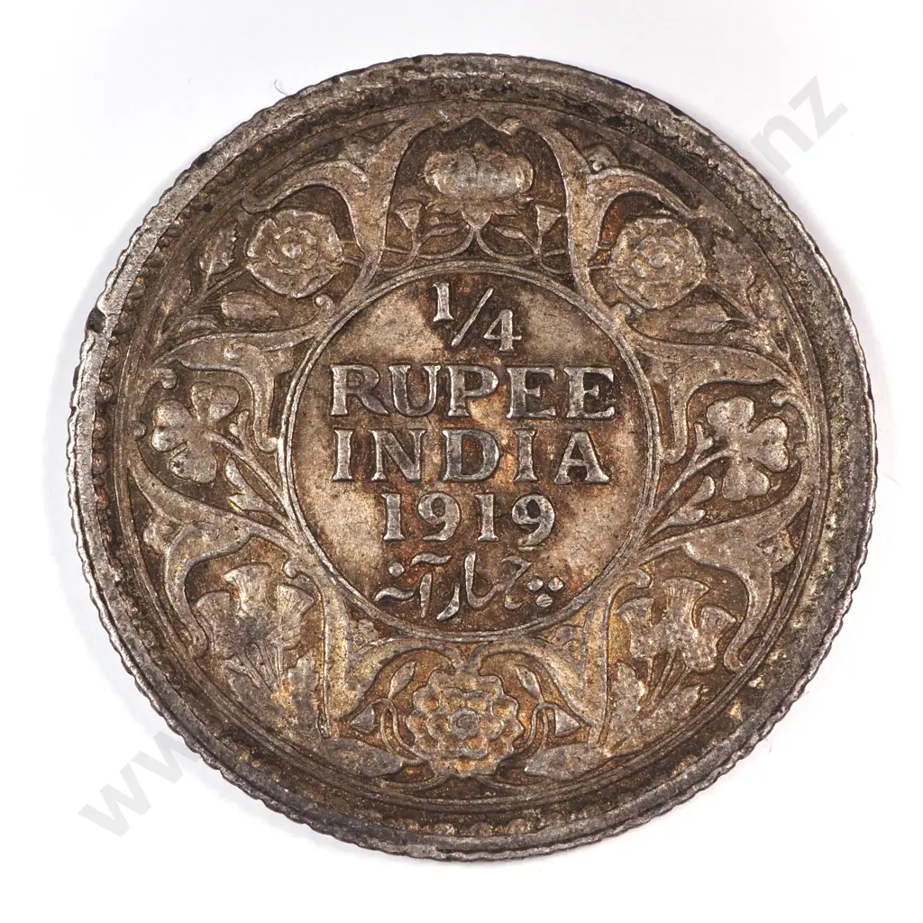 India 1919 Quarter Rupee, Very Fine Image 1++