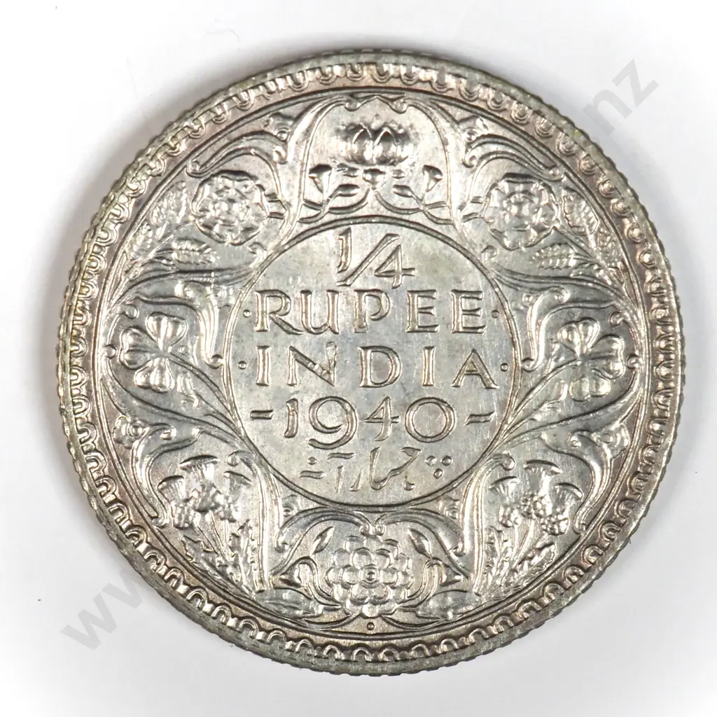India 1940 Quarter Rupee, Extremely Fine Image 1++