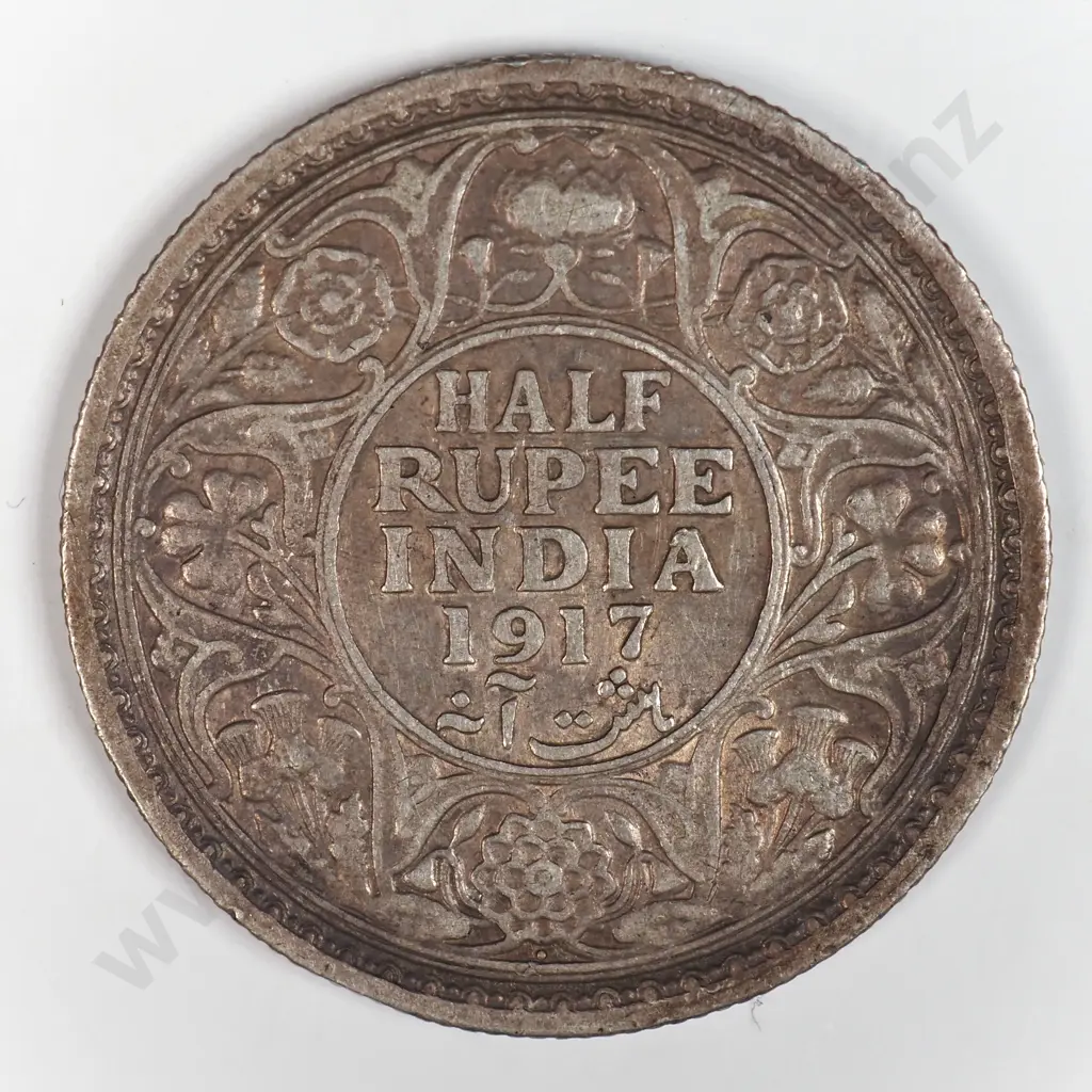 India 1917 Half Rupee, Very Fine Image 1++
