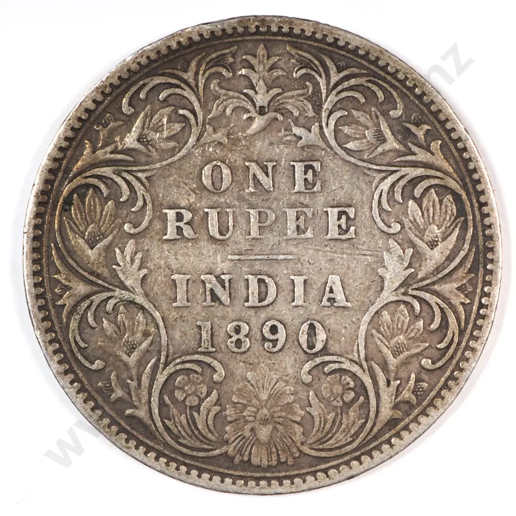 India 1890 One Rupee, Very Fine Image 1++
