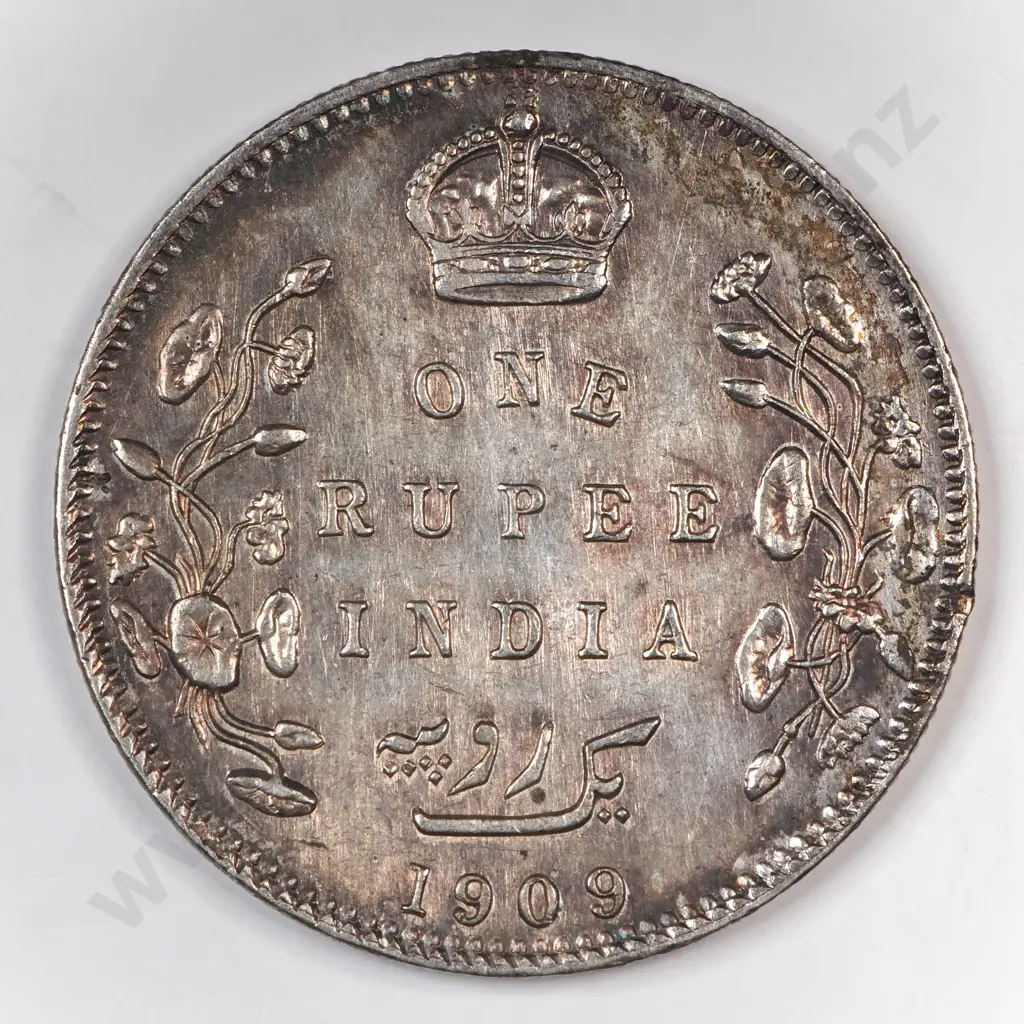 India 1909 One Rupee, Very Fine Image 1++