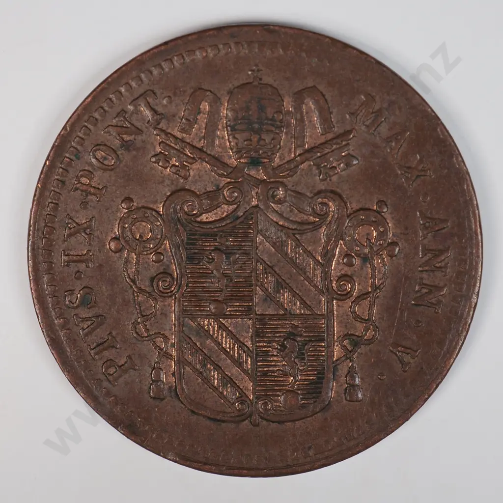 Italy Papal States 1851 'R' Half Baiocco, Extremely Fine Image 1++