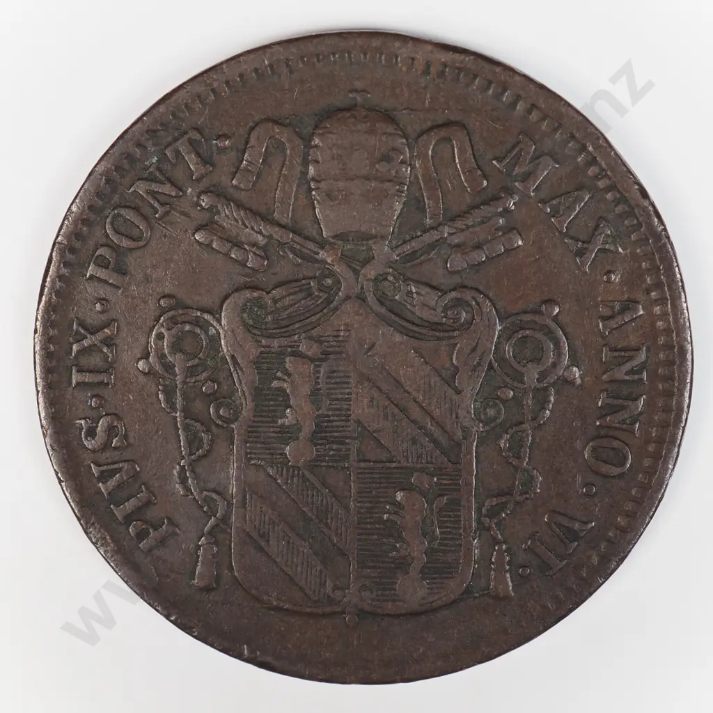 Italy Papal States 1851 'B' One Baiocco, Very Fine Image 1++