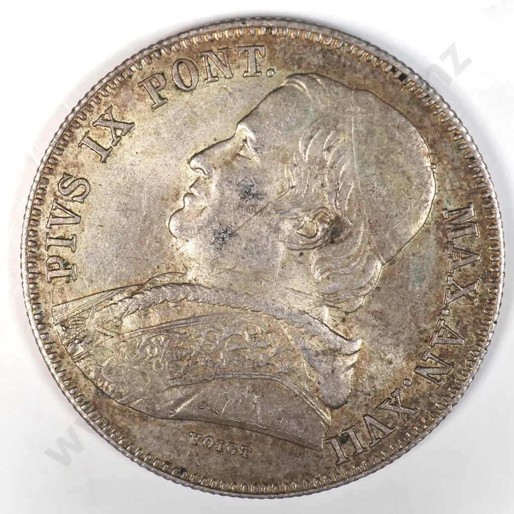 Italy Papal States 1862 'B' Twenty Baiocco, Almost Uncirculated Image 1++