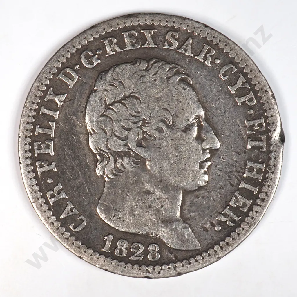 Italy Sardinia 1828 One Lire, Fine Image 1++