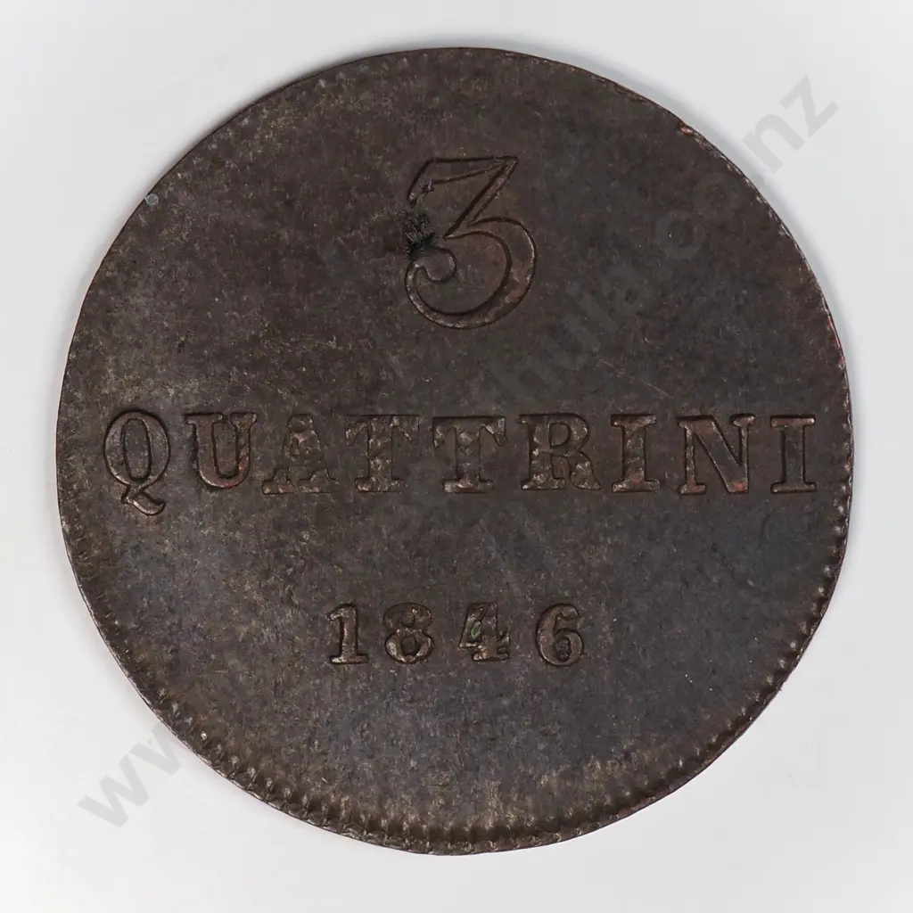 Italy Tuscany 1846 Three Quattrini, Extremely Fine Image 1++