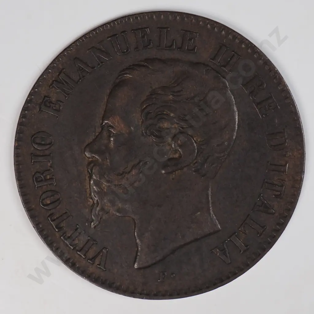 Italy 1867 'T' Two Cents, Very Fine Image 1++