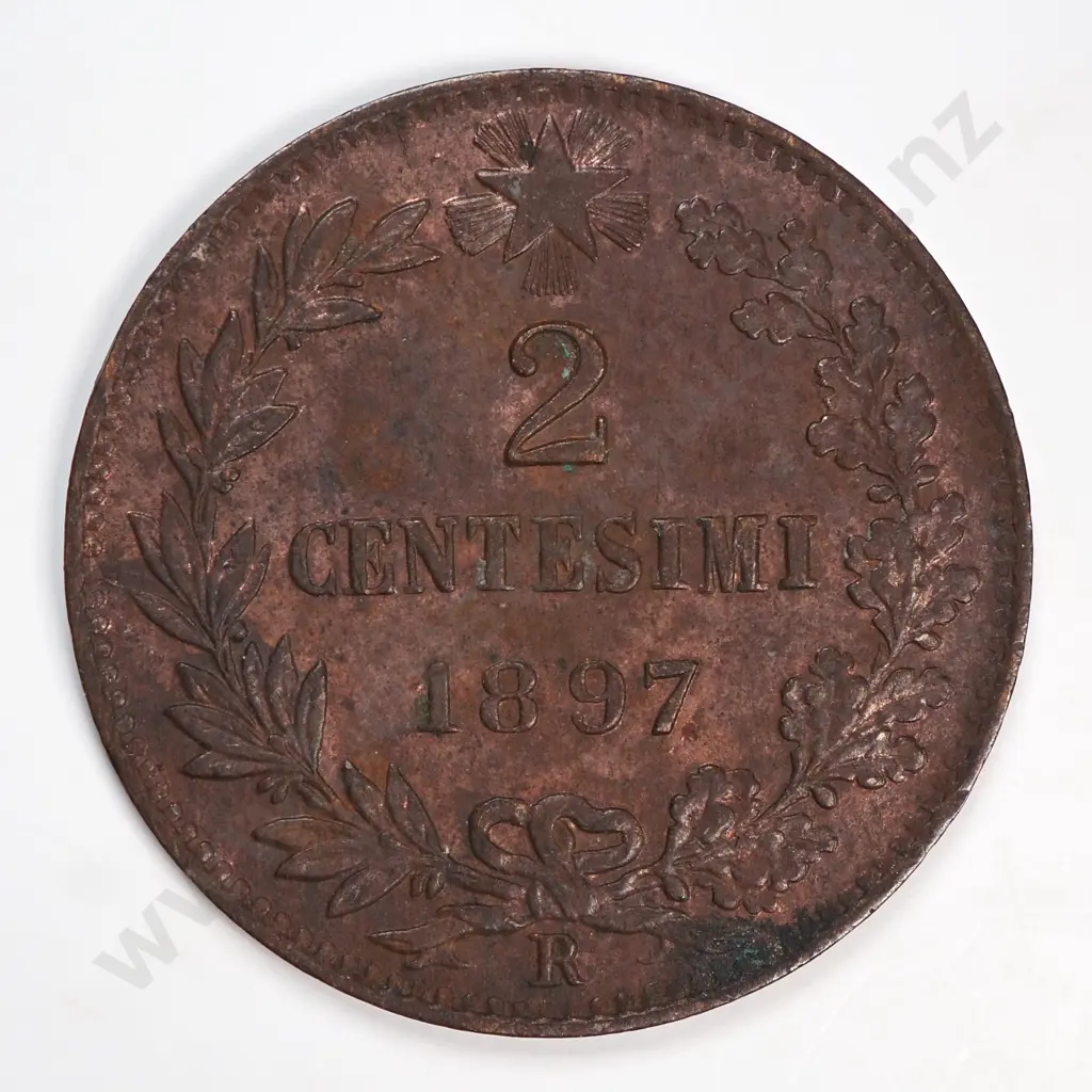 Italy 1897 'R' Two Cents, Extremely Fine Image 1++