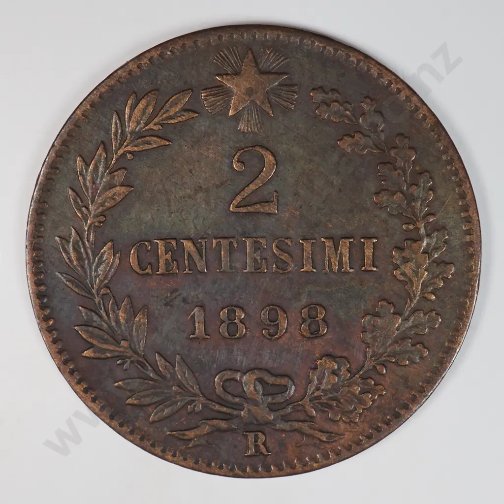 Italy 1898 'R' Two Cents, Extremely Fine Image 1++