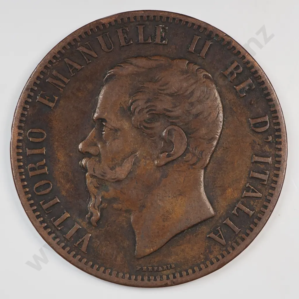 Italy 1866 'M' Ten Cents, Very Fine Image 1++