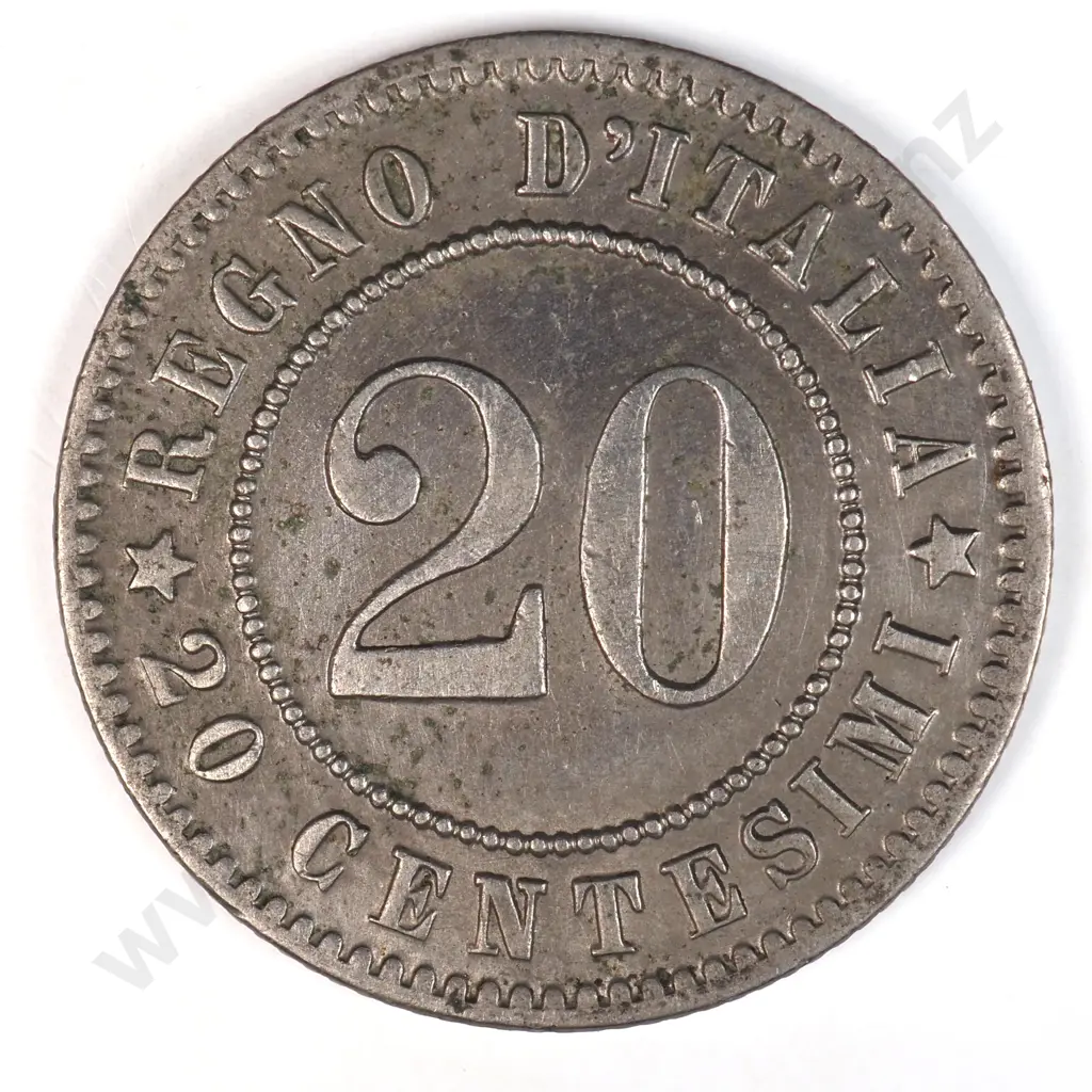 Italy 1894 'KB' Twenty Cents, Extremely Fine Image 1++