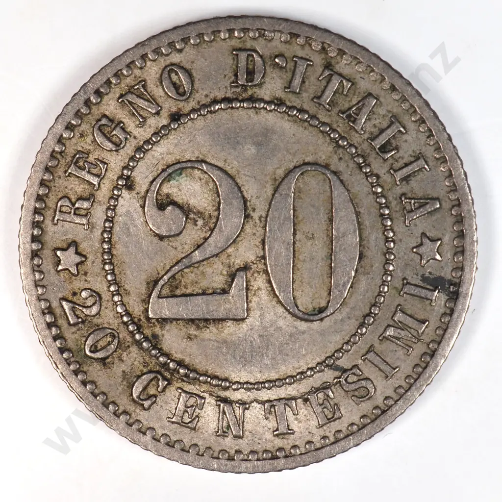 Italy 1894 'R' Twenty Cents, Extremely Fine Image 1++