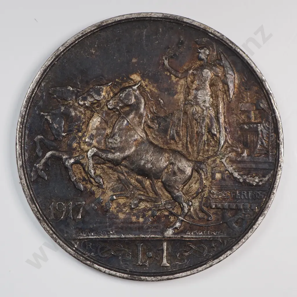 Italy 1917 One Lire, Very Fine Image 1++