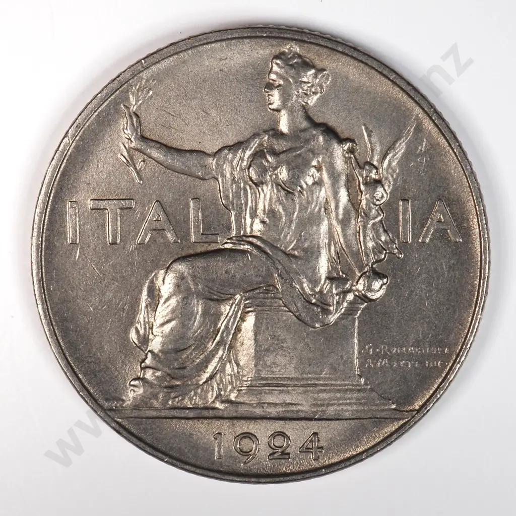 Italy 1924 One Lire, Almost Uncirculated Image 1++