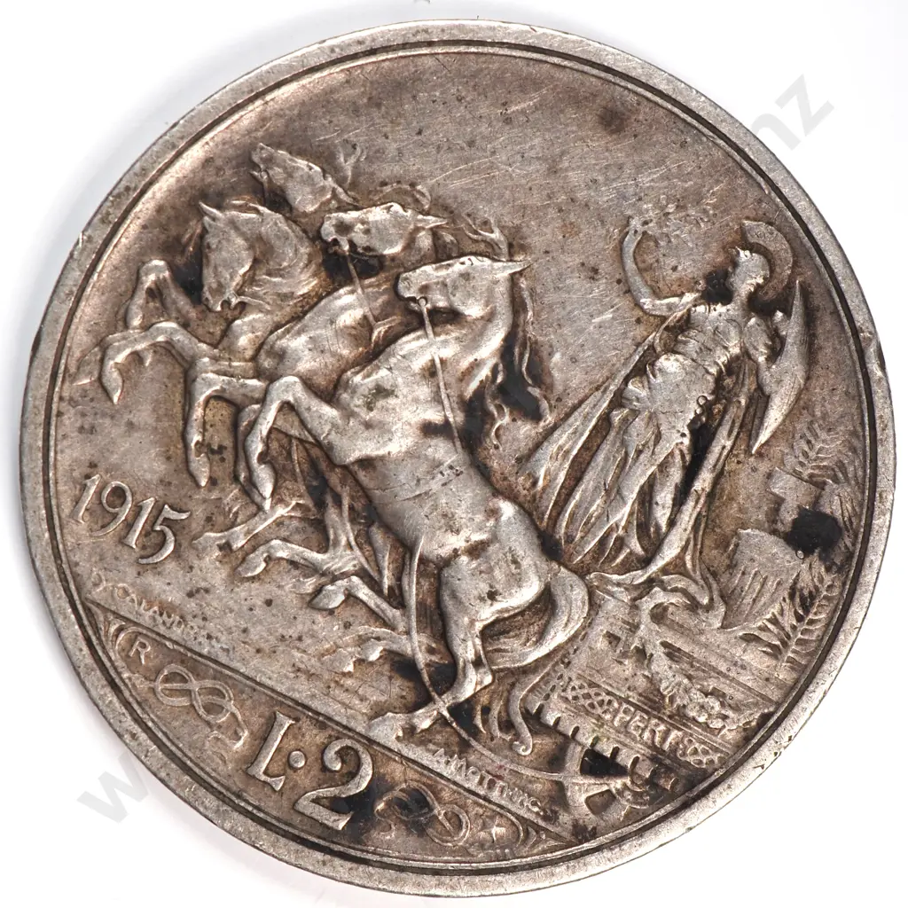 Italy 1915 Two Lire, Very Fine Image 1++